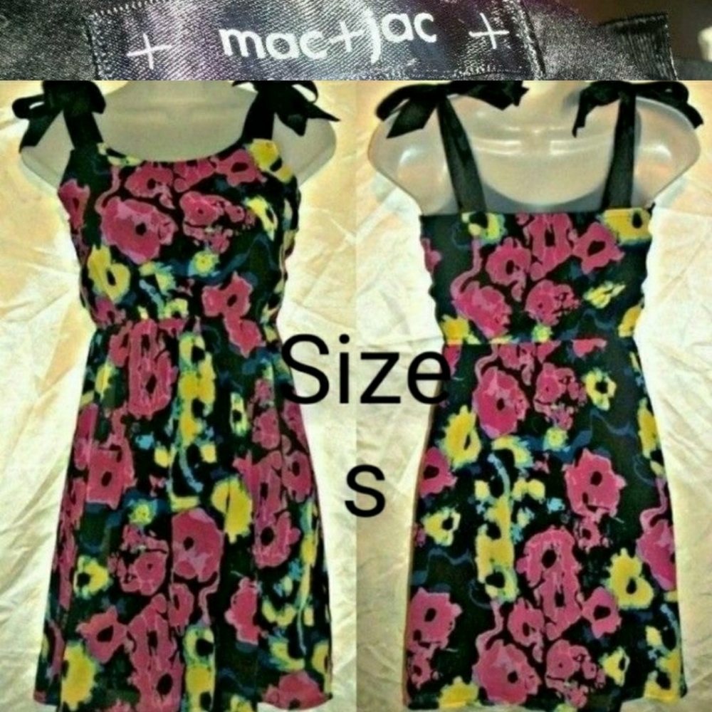 ✔️Design black tie shoulders minidress Small